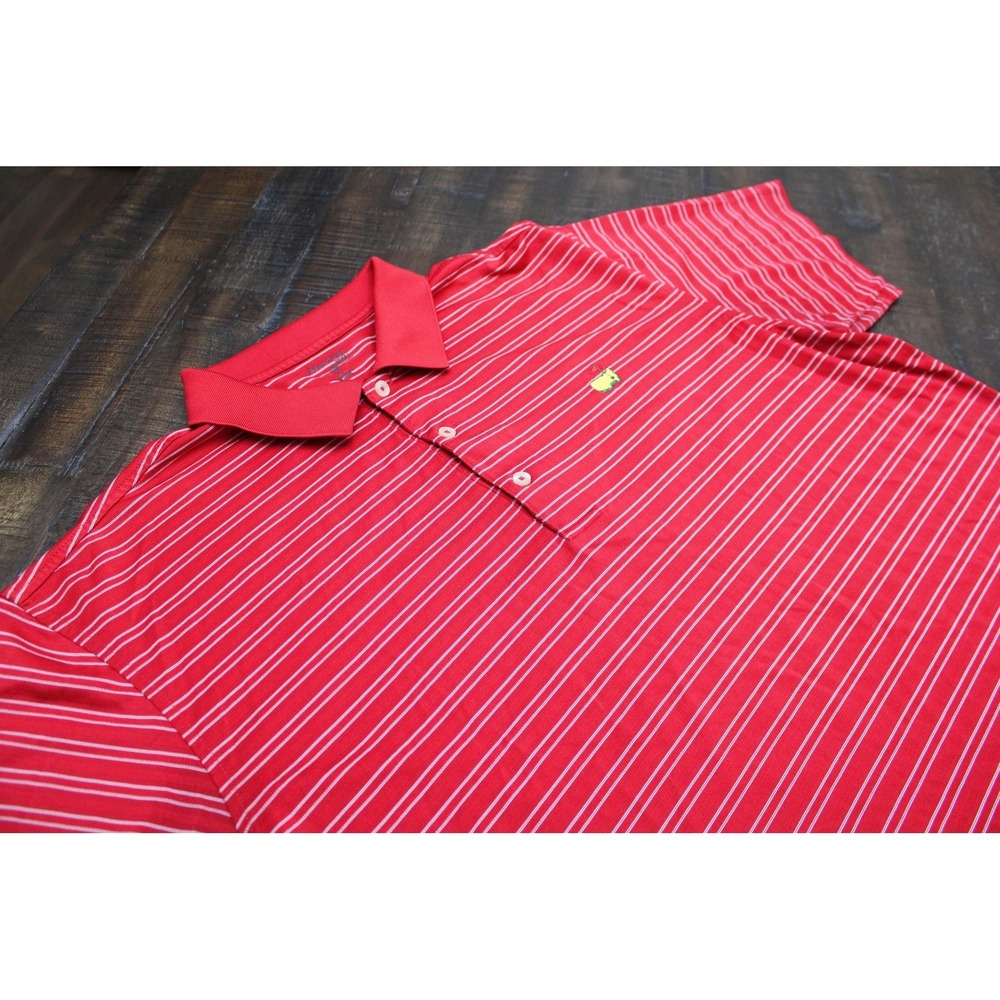 Masters Tech Golf Polo Shirt Mens XL Red Striped Moisture Wicking Lightweight